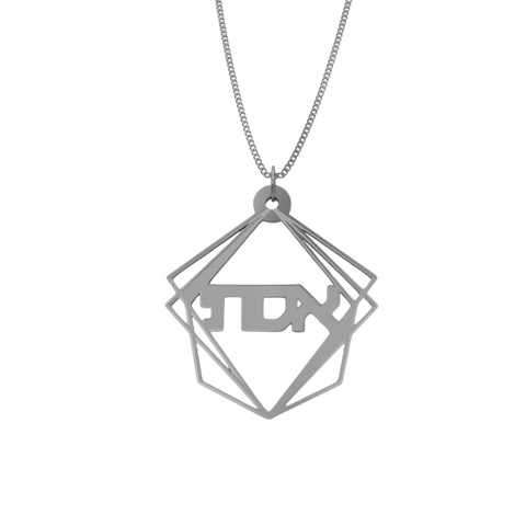 Geometric Pyramid Shape Necklace – Hebrew, Silver