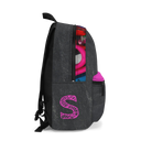 Grey Backpack with Pink Initial - NAMEBITZ