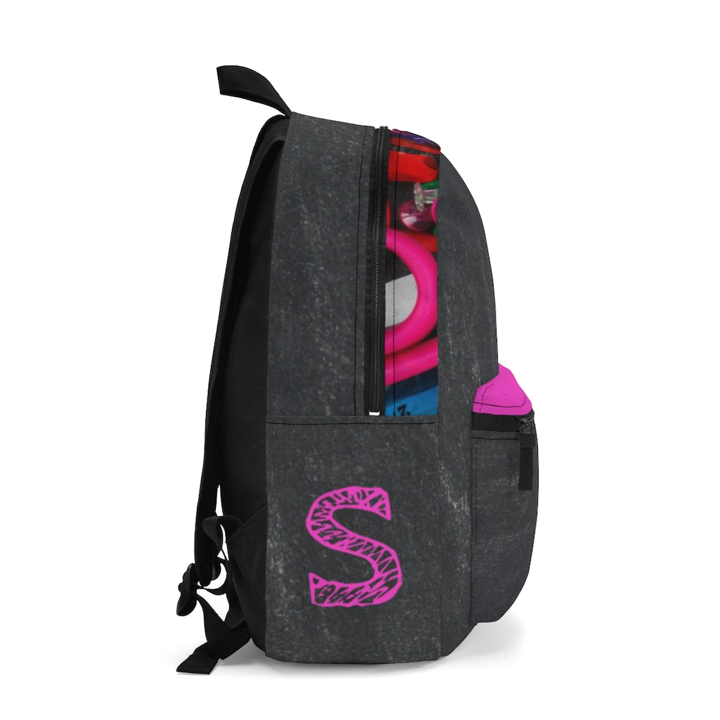 Grey Backpack with Pink Initial - NAMEBITZ