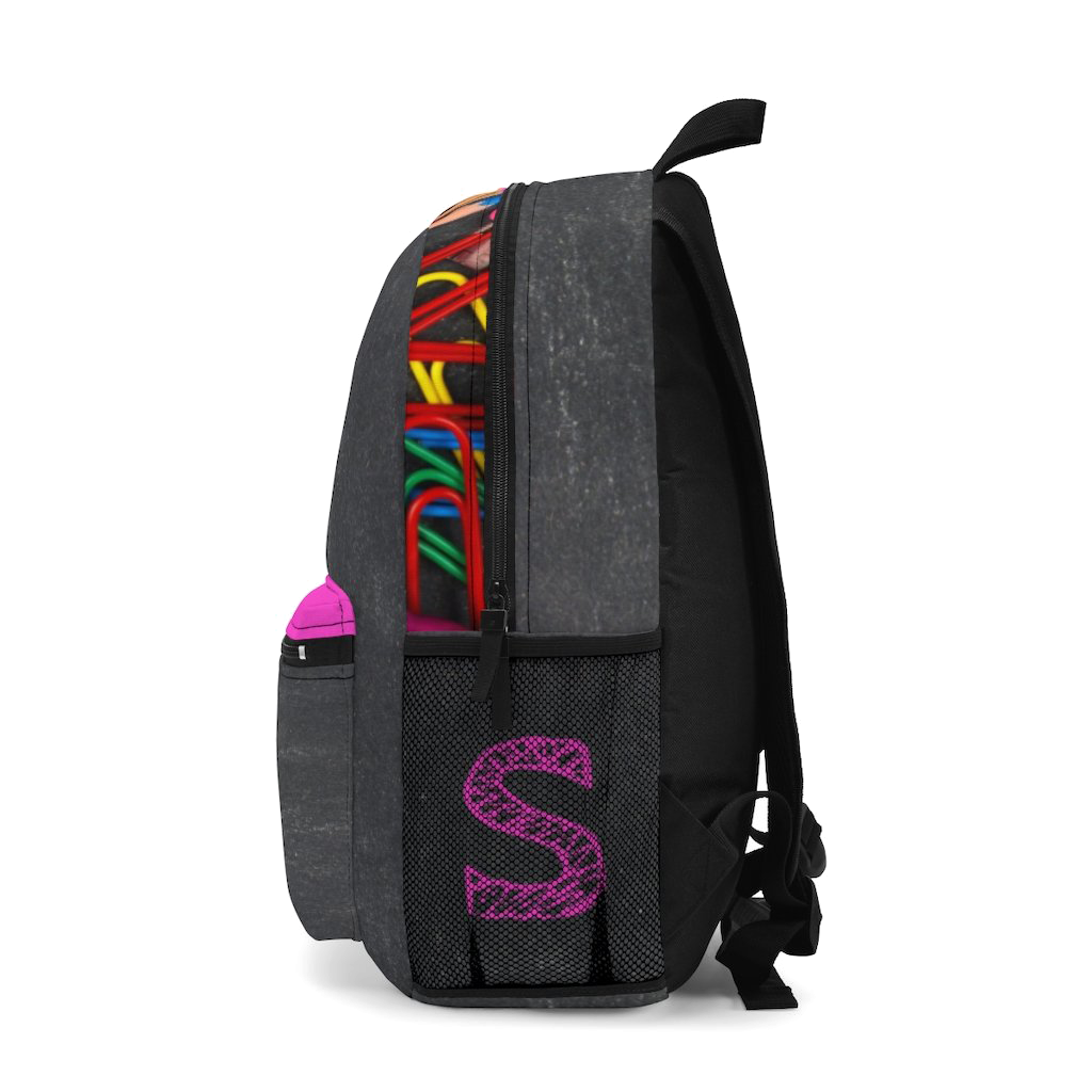 Grey Backpack with Pink Initial - NAMEBITZ